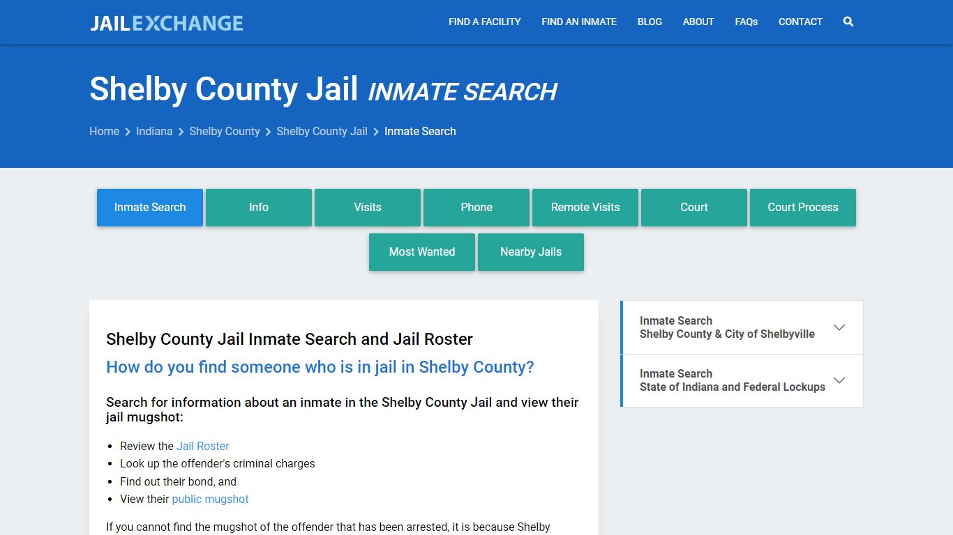 Inmate Search: Roster & Mugshots - Shelby County Jail, IN - Jail Exchange